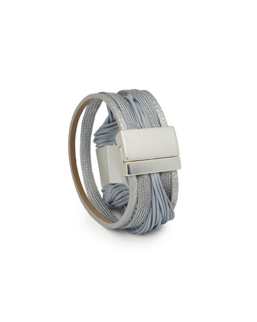 Saachi Metallic Rectangle Charm Cord Bracelet