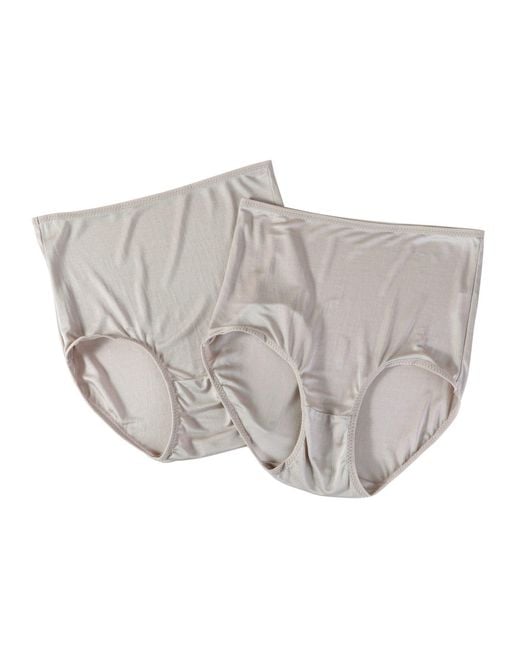 Soft Strokes Silk White Neutrals Set Of Two Knitted Silk Mid Rise French Cut Pantie Shimmer Collection