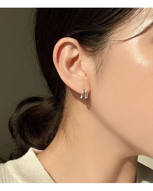 Cote Cache Metallic Mini Double Line Huggie Hoop Earrings