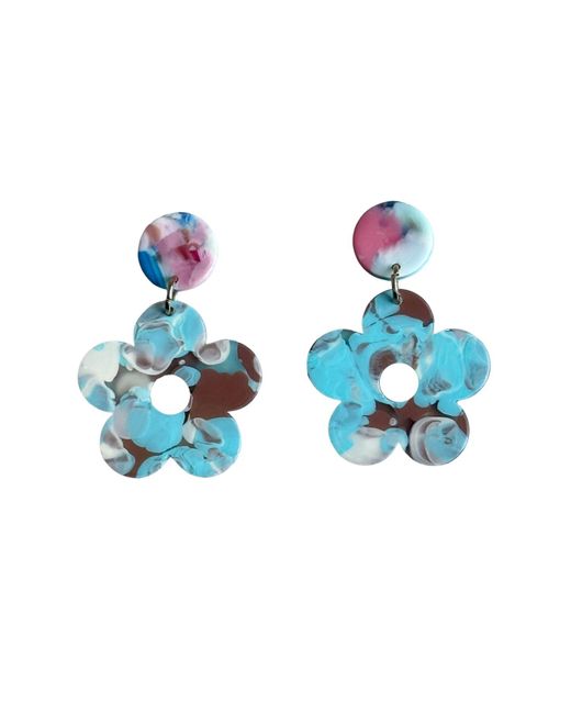 CLOSET REHAB Blue Flower Drop Earrings In Rule