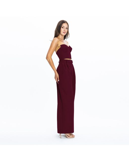 Angelika Jozefczyk Purple Burgundy High-Waisted Wide-Leg Trousers Sanremo