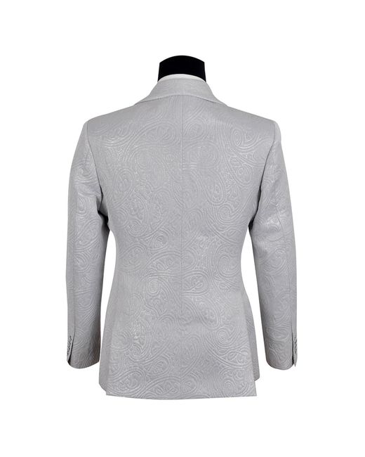 DAVID WEJ Gray Neutrals Kensington Double Breasted Shawl Lapel Jacquard Blazer for men