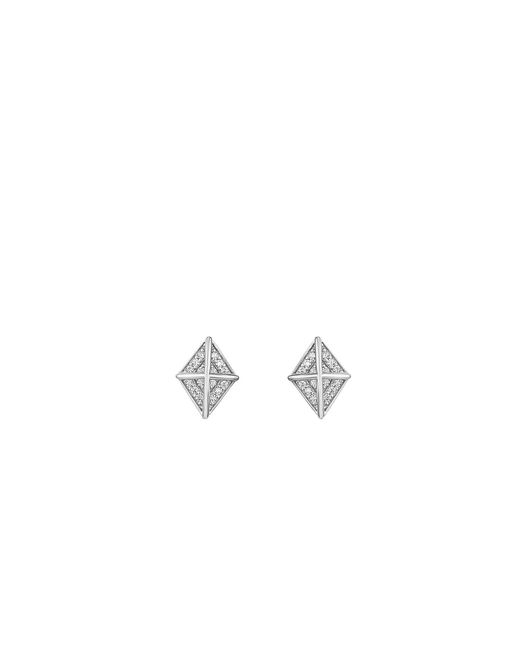 SALLY SKOUFIS White Sahara Asymmetric Earrings With Made Cz Diamond Stimulant