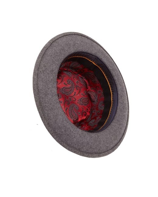 Dasmarca Hats Gray James Smoke Milange Felt Wide Brim Wool Felt Fedora Hat for men