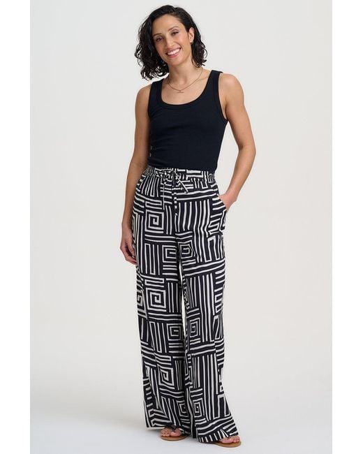 Sugarhill Black Trinny Wide Leg Trousers & Monochrome Maze