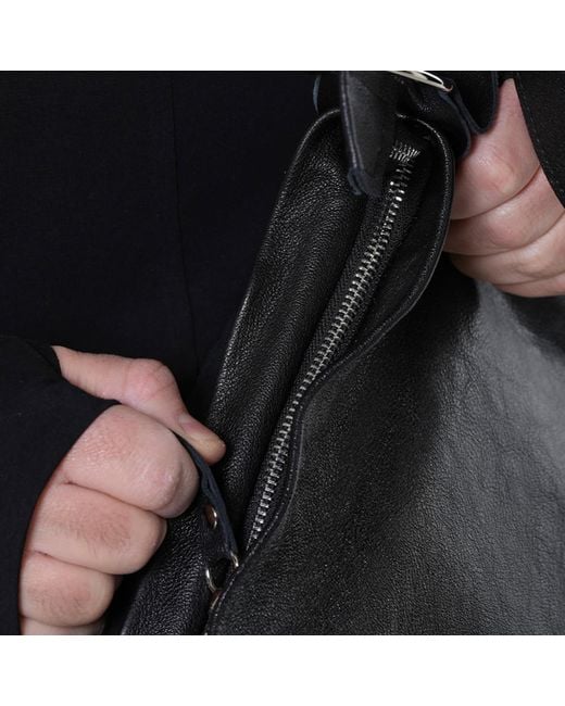 Metamorph Black Leather Patchwork Crossbody Bag for men