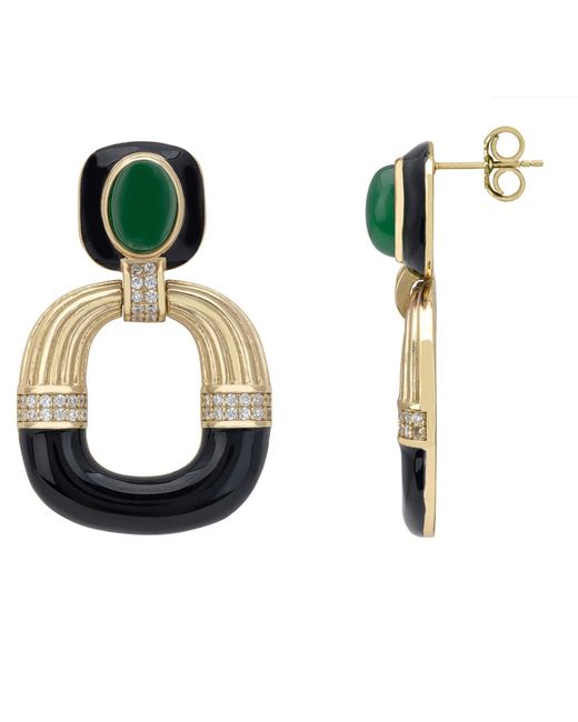 Latelita London Green Deco Darling Drop Earrings Enamel