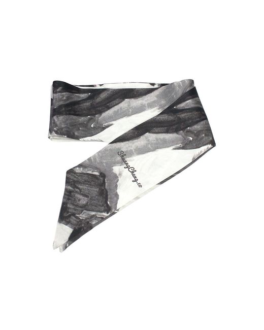 Lost Pattern Metallic Himalaya Silk Neck Bow Scarf