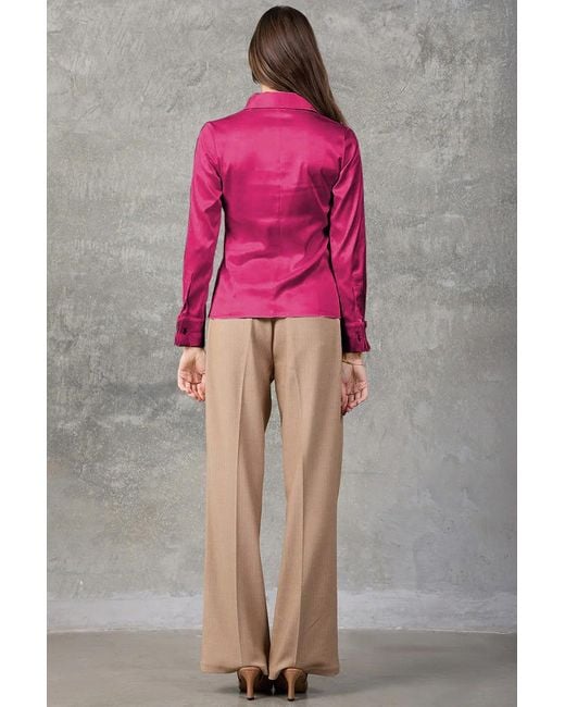 Madison / Savile Pink Wild Aster Regent Pleated Satin French Cuff Shirt