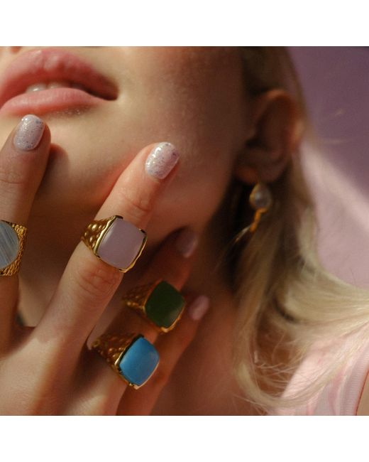 YAA YAA LONDON Yellow 'Happy' Rose Quartz Gemstone Ring