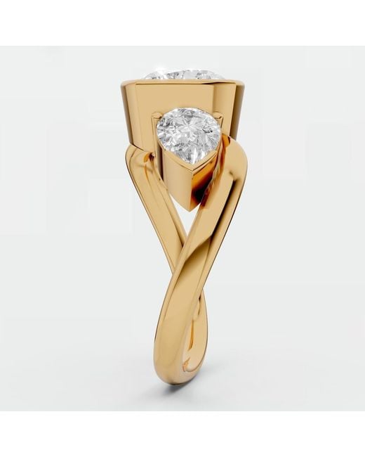 Aya Fine Jewelry Metallic Cushion Cut Lab Diamond Three Stone Ring