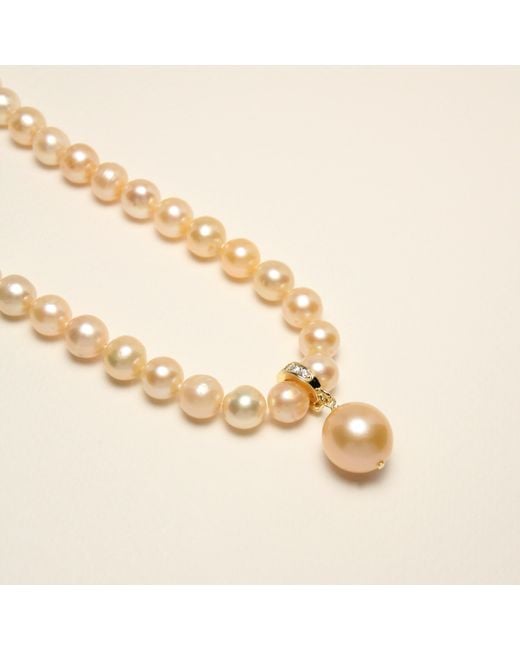 Ninemoo Metallic Belle Bow Signature Pearl Necklace