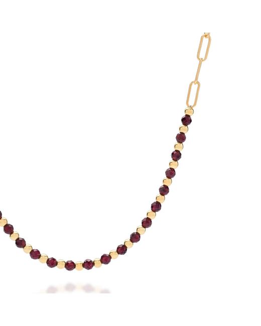 Nellou Jewellery Metallic Garnet Gem Shine Necklace Plated Sterling