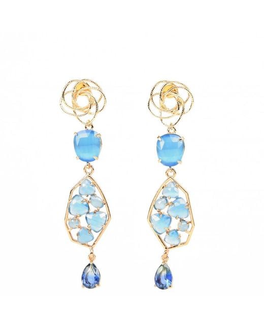 Addicted Blue Giunone Chandelier Earrings Water Color