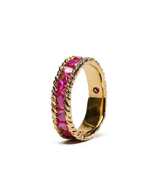 German Kabirski Metallic Tiann Plated Ring With Raw Sapphire