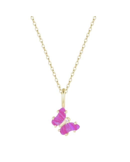 KAMARIA Metallic Mini Opal Butterfly Charm Necklace