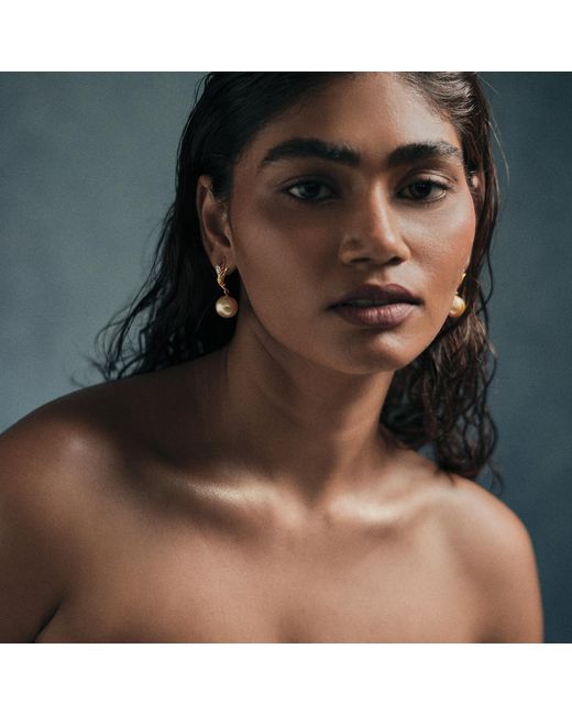 Dhwani Bansal Metallic Avera And Diamond Earrings With South Sea Pearls