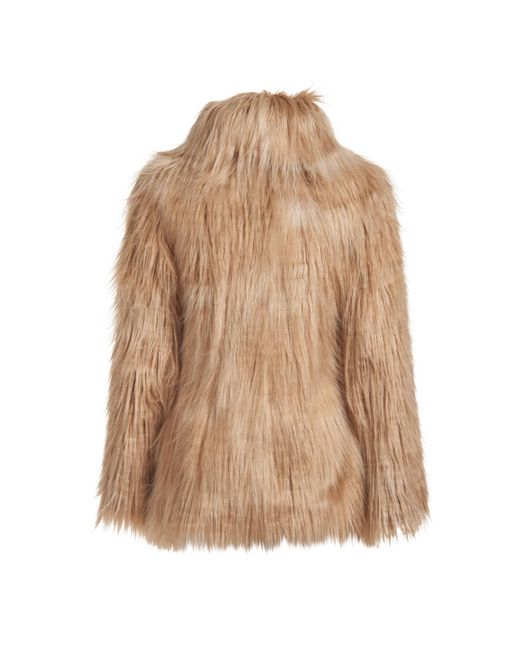 N'Onat Brown Neutrals Fluffy Faux Fur Vegan Coat In Camel