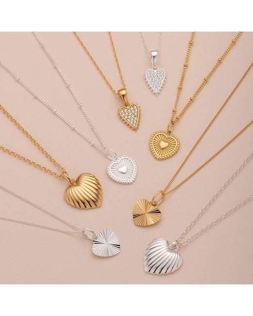 Nellou Jewellery Metallic Scalloped Heart Necklace Sterling