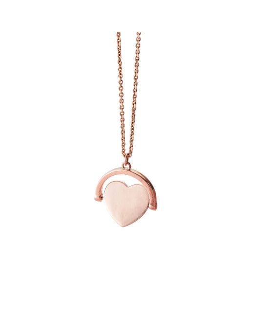 Posh Totty Designs Pink Rose Gold Plated Heart Spinner Necklace