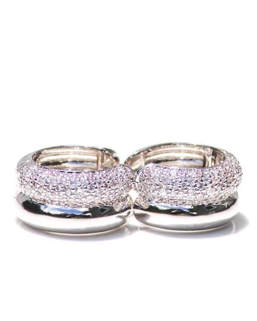 Native Gem White Double Donut Huggies- Sterling