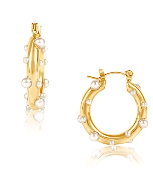 Ellie Vail Jewelry Metallic Nicoletta Pearl Hoop Earring