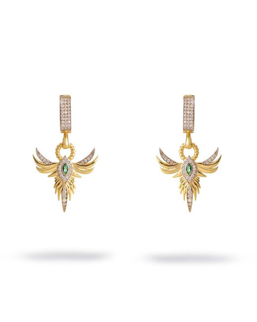 Ebru Jewelry Metallic Emerald Phoenix Guardian Earrings