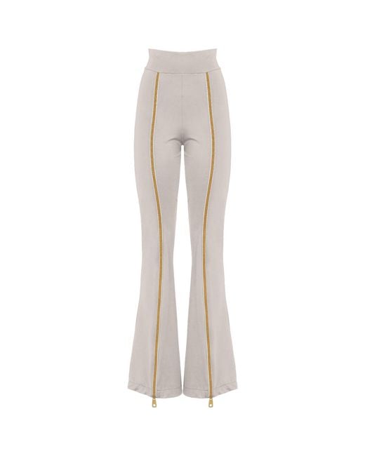 ANTONINIAS White Neutrals Zipnisa Elegant Pants With Zip In