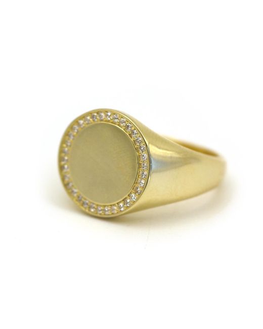 VicStoneNYC Fine Jewelry Metallic Natural Diamond Signet Ring for men