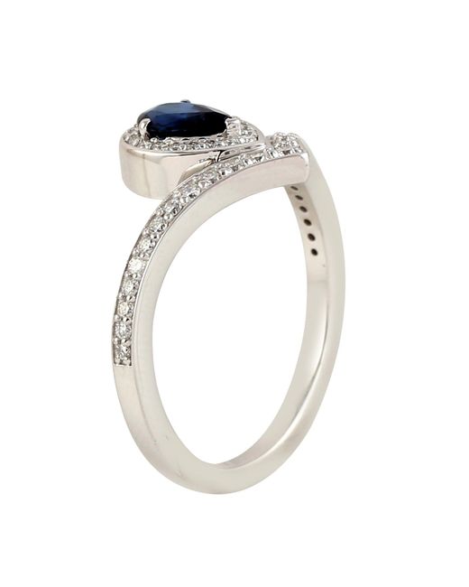 Artisan Metallic Pear Cut Sapphire Diamond V Ring