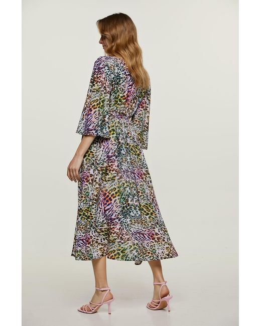 Conquista Multicolor Animal Print Empire Line Dress