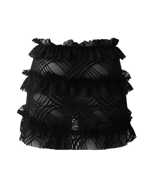 OW Collection Black Grace Ruffle Mini Skirt