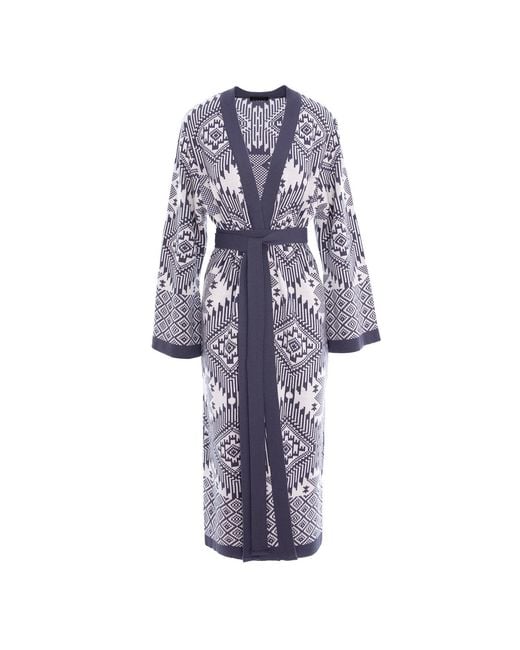 concept A trois Blue Graphic Print Knit Cardigan