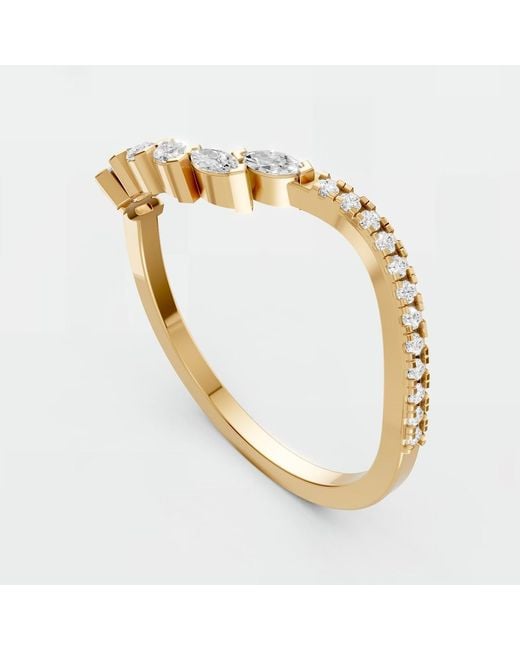 Aya Fine Jewelry Metallic Marquise Lab Grown Diamond Curved Wedding Band