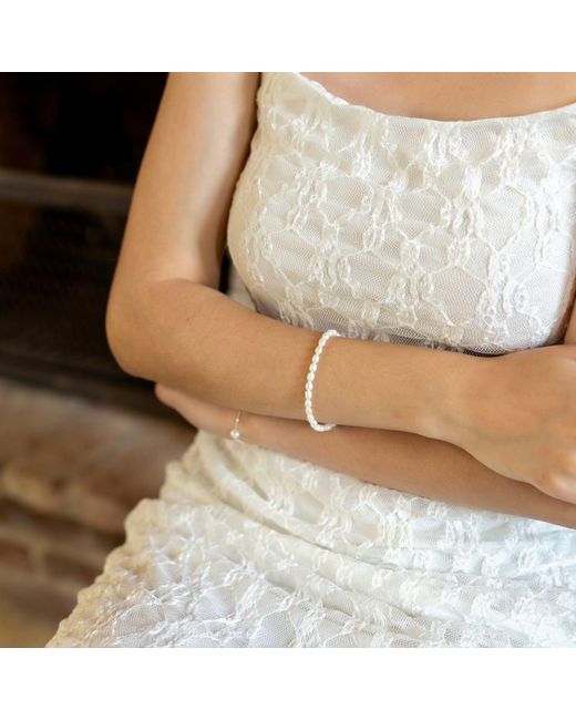 Spero London White Natural Freshwater Real Seed Pearl Necklace & Bracelet Set