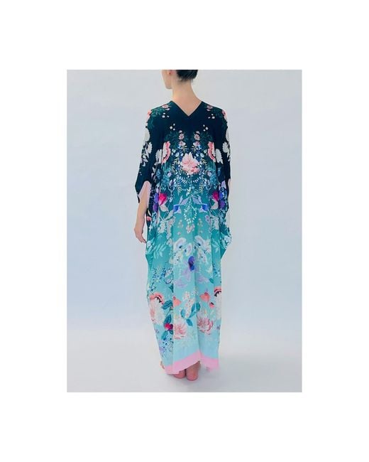Meng Blue Ombre Silk Georgette Kaftan