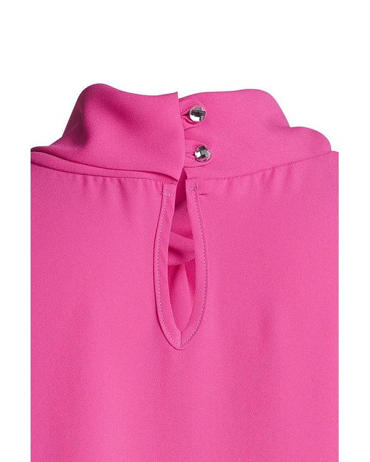 Conquista Pink Frill Detail Short Sleeve Top