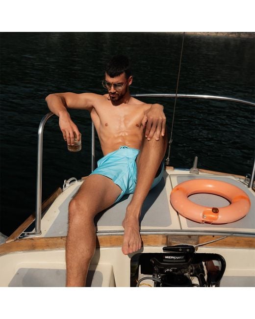 Maison Tangerine Blue Aqua Swim Shorts for men
