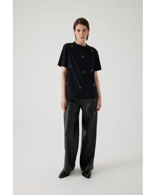 Exquise Black Bexley T-Shirt Jewel Neck T Shirt