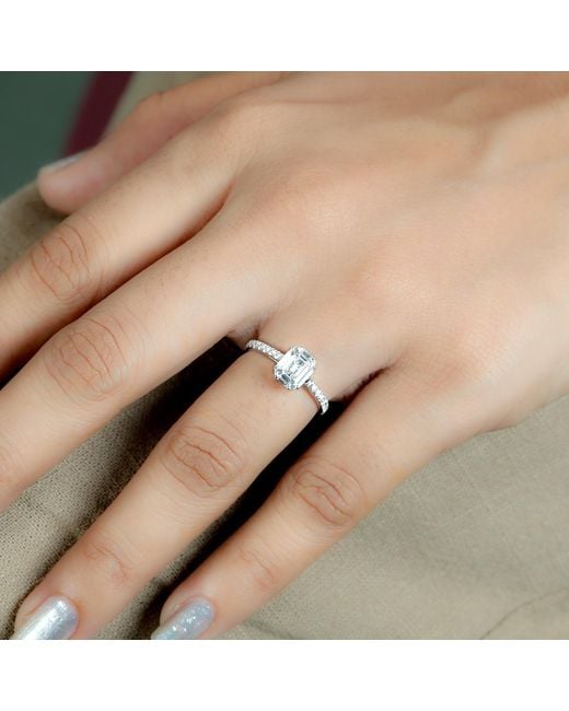 Artisan White 18K Baguette Diamond Geometric Ring