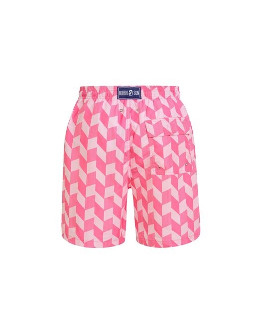 Robert & Son Pink Zigzag Swim Shorts for men