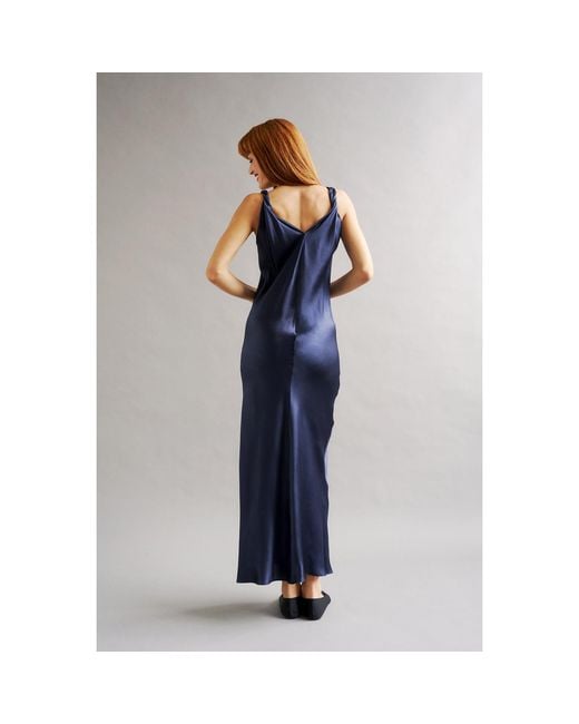 The Summer Edit Blue Alice Silk Slip Dress