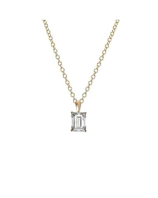 Diamonbliss Metallic Embellished Swarovski Stone Plated Sterling Solitaire Emerald Cut Pendant Necklace One Carat
