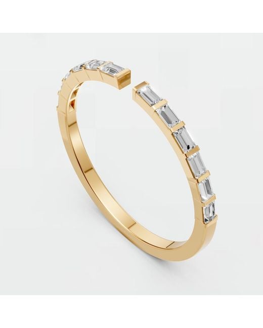 Aya Fine Jewelry Metallic Baguette Cut Lab Diamond Stackable Open Wedding Band Ring