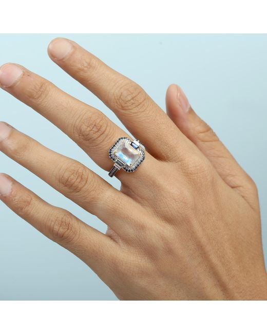 Artisan Metallic Moonstone & Sapphire Pave Diamond Cocktail Ring