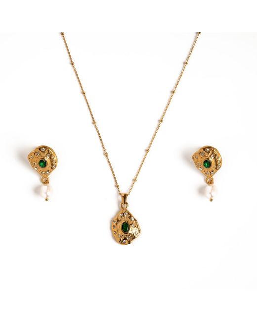 Superdivajewellery Metallic Stephanie Pearl Drop Earrings
