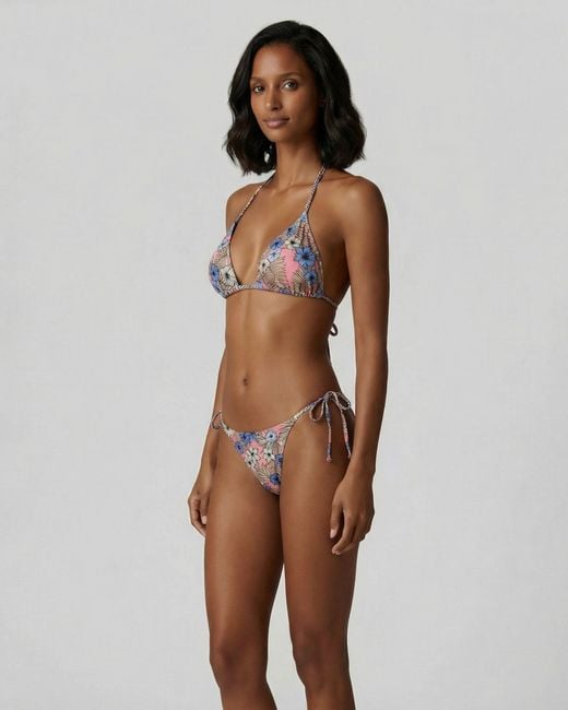 Lords of Harlech Blue Flavia Tropical Mix Coral Bikini Top