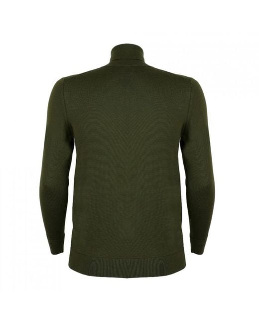 DAVID WEJ Green Dixon Light Wool Roll Neck Jumper – for men
