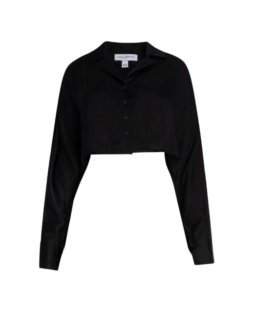 Circular Path Black Crop Dolman Shirt