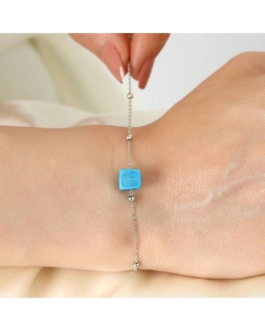 Spero London Blue Sterling Beaded Satellite Chain Bracelet With Gemstone